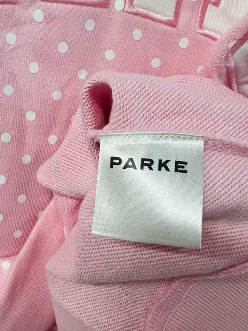 Parke Pink Polka Dot Mock Neck Sweatshirt - Picture 5 of 7